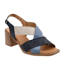 Multicolor leather heel sandals, gel insole, non-slip, 48+ Horas