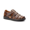 Strappy soft leather sandal, comfort insole, velcro closure