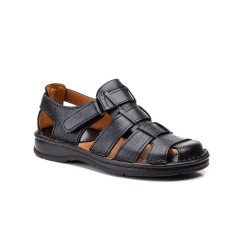 Strappy soft leather sandal, comfort insole, velcro closure
