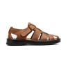 Strappy soft leather sandal, comfort insole, velcro closure