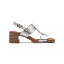 Gold leather sandal, wide heel,comfort insole, non-slip