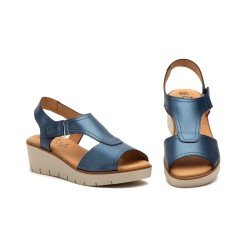 Leather wedge sandals, gel insole, non-slip