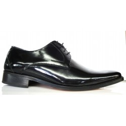 Zapato de piel charol, de vestir o Novio, suela de cuero, Almasa