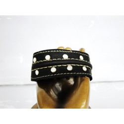 Black leather bracelet with...