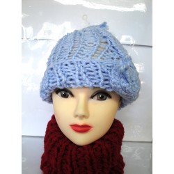 Light blue wool cap  handmade