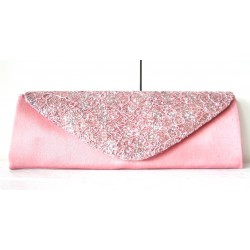 Pink satin bag with glitter