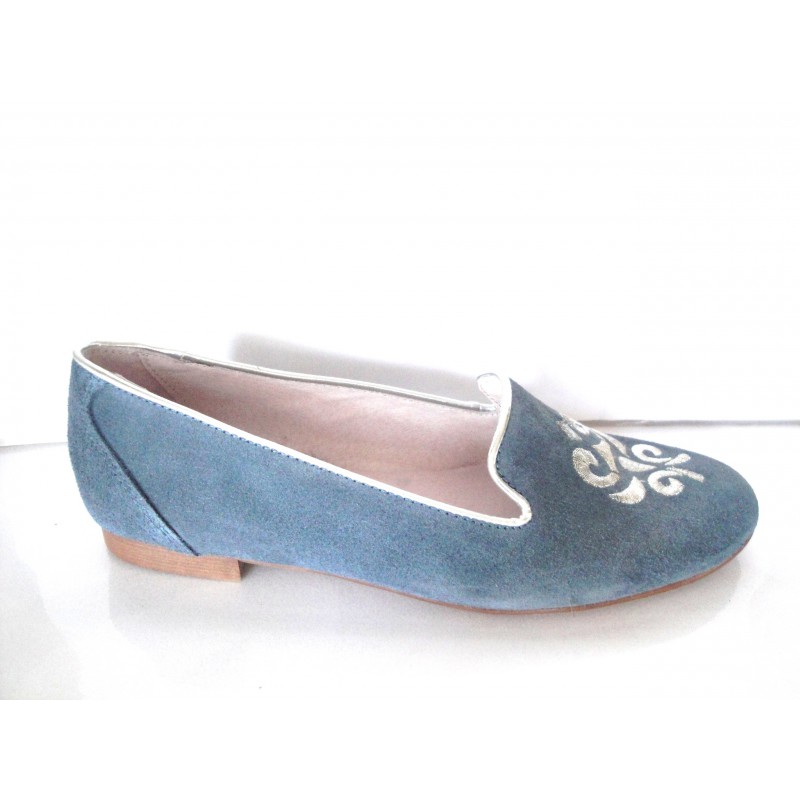 SHOE IN BLACK SUEDE WITH silver ORNAMENT