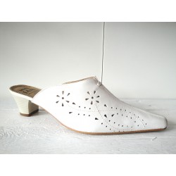 Openwork leather clog with...
